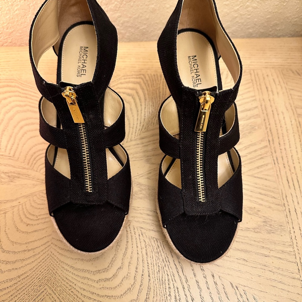 Michael Kors Women's Black Wedge Sandals